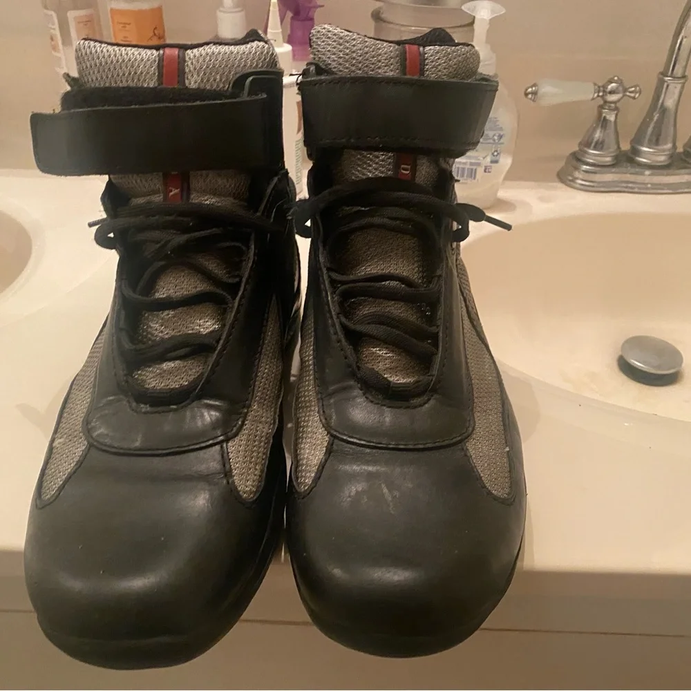 Prada high top sneakers/Boots.Black and Grey Size 11 - Picture 13 of 16
